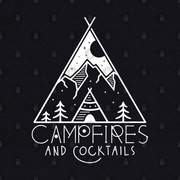 Campfires and Cocktails Bonfire Camping Men Women Campfire by Vixel Art